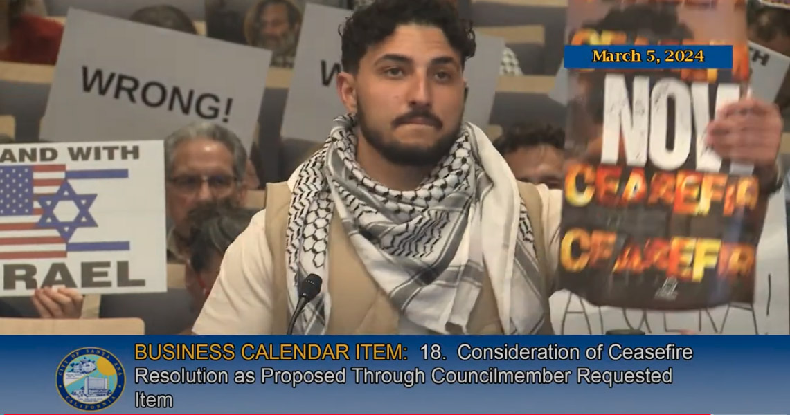 Santa Ana takes pointless stand on Middle East policy 1 OCR L CEASEFIRE 0307 01 1 v8nPUj