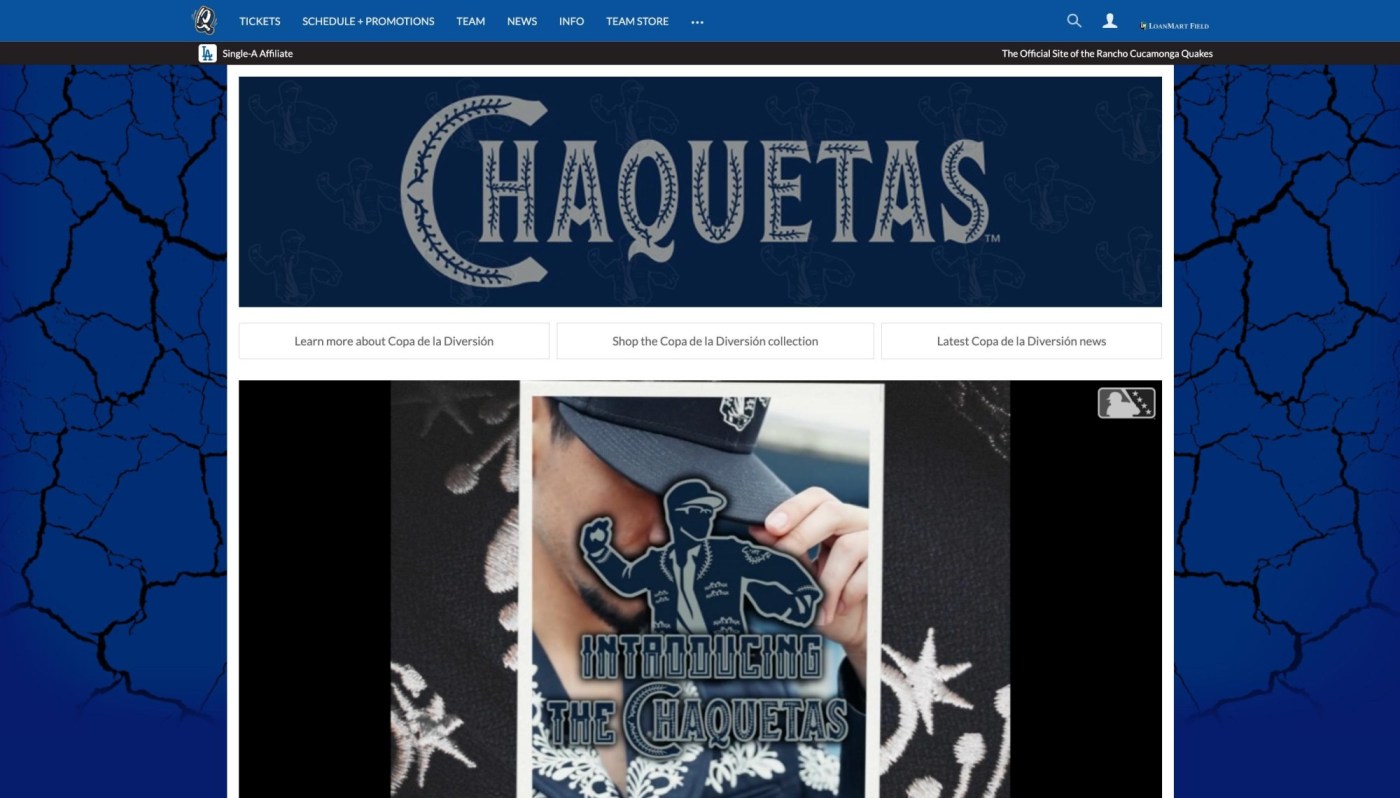 Rancho Cucamonga Quakes’ rebrand as Chaquetas, which means ‘jackets’ — and something else 1 RPE L CHAQUETAS 0412 01