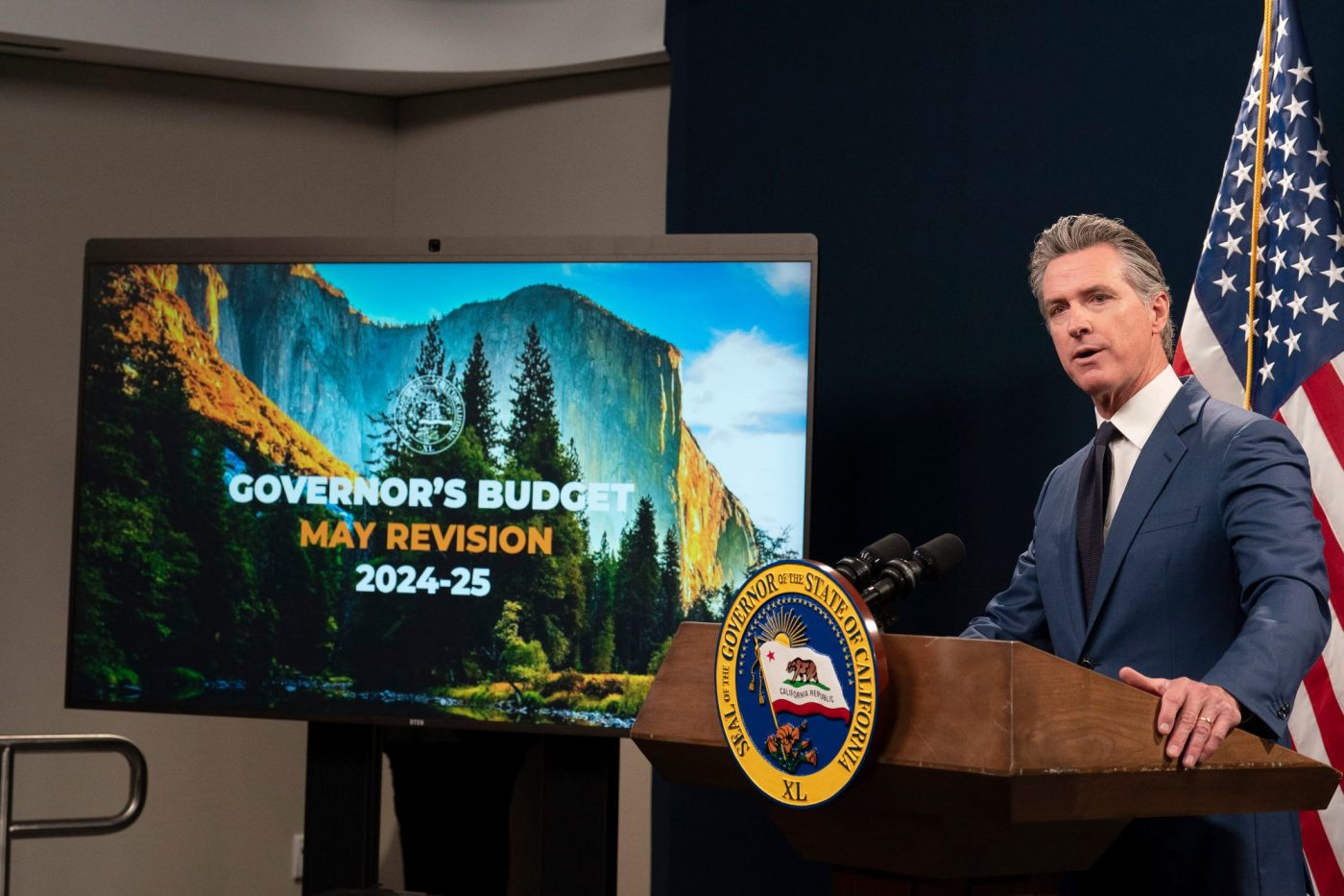 Newsom finally aligns with Legislature’s gloomier budget outlook, blaming ‘massive volatility’ 1 OCR L CALBUDGET 0511 01 5glRsl
