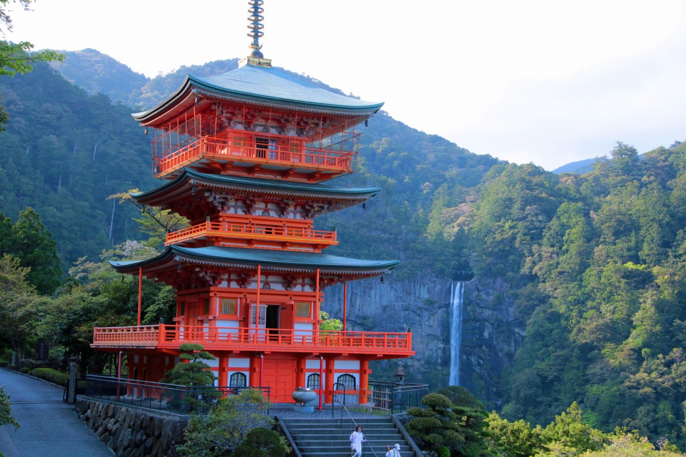 Travel: Take a hike through ancient history in rural, mountainous Japan 1 pagoda with waterfall 0056