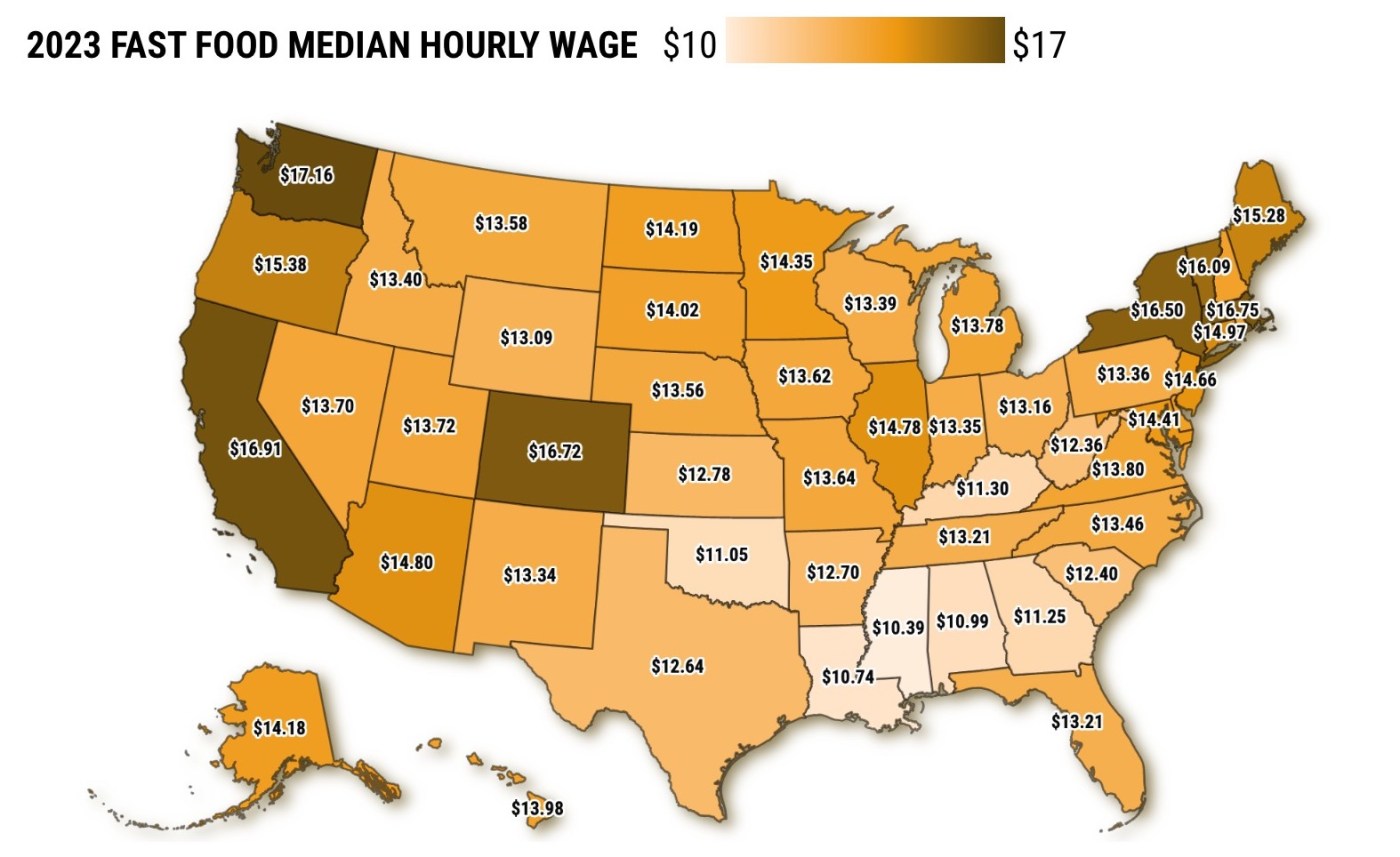 Is California the worst state for fast food operators? 1 Fast food pay by state Map by Flourish pde4h2