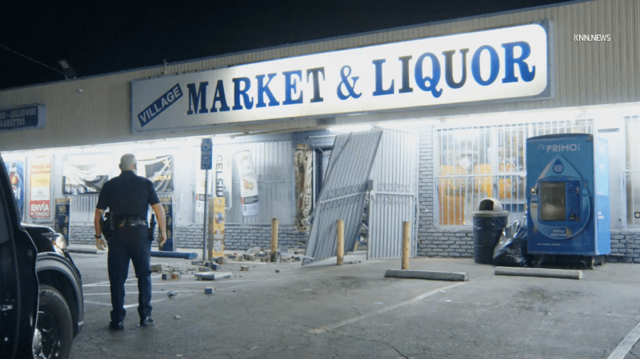 Thieves rip open security doors, take ATM from liquor store in San Fernando Valley 1 Sylmar ATM stolen 1