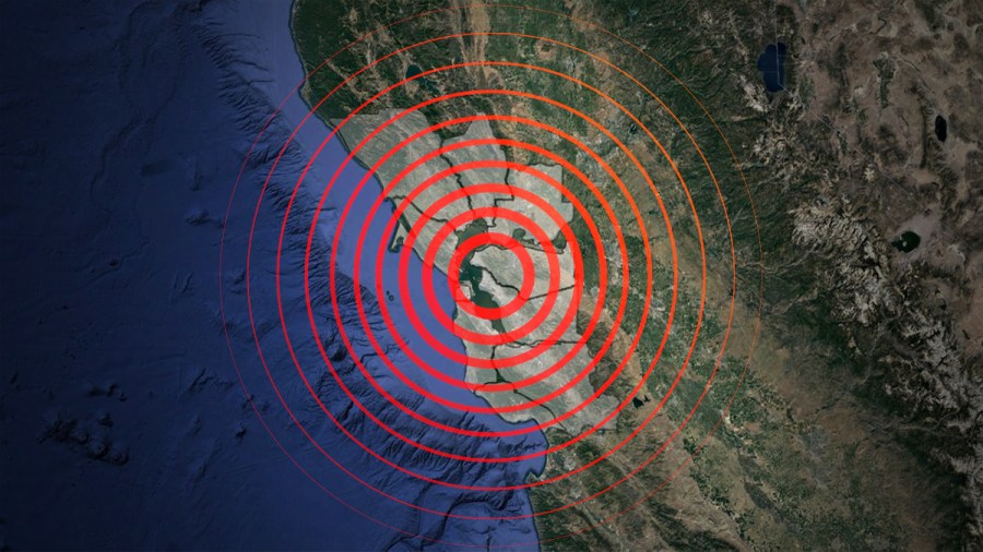 WEB GFX Earthquake Bay Area Map Seismic Rings 39BK19