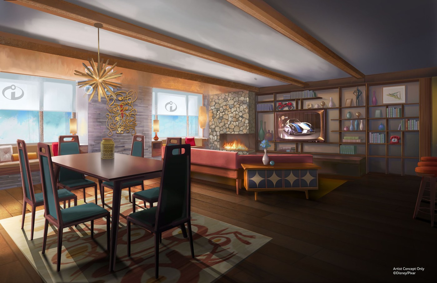 Look inside Disneyland’s new Incredibles suite with spy gadgets and secret entrances 5 OCR L PIXAR PLACE HOTEL SUITE 0213 02 rzISbu