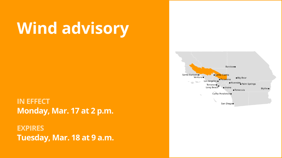 Los Angeles County under a wind advisory Monday and Tuesday IoG1o4