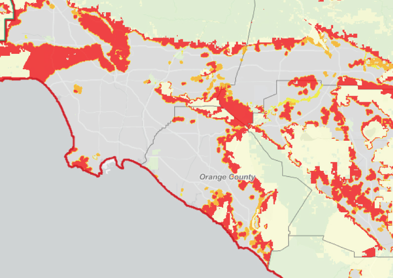 Insurance Fire Risk Map California Here’s How Many Acres Most Of Southern California’s Cities Changed On ...