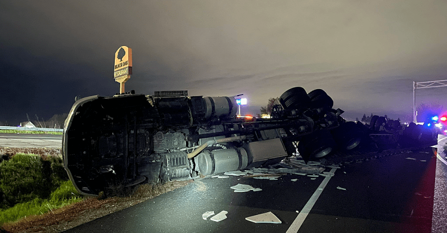 Overturned semi-truck shuts down rush hour traffic: CHP Solano County 1 My project 30 oG3Njs
